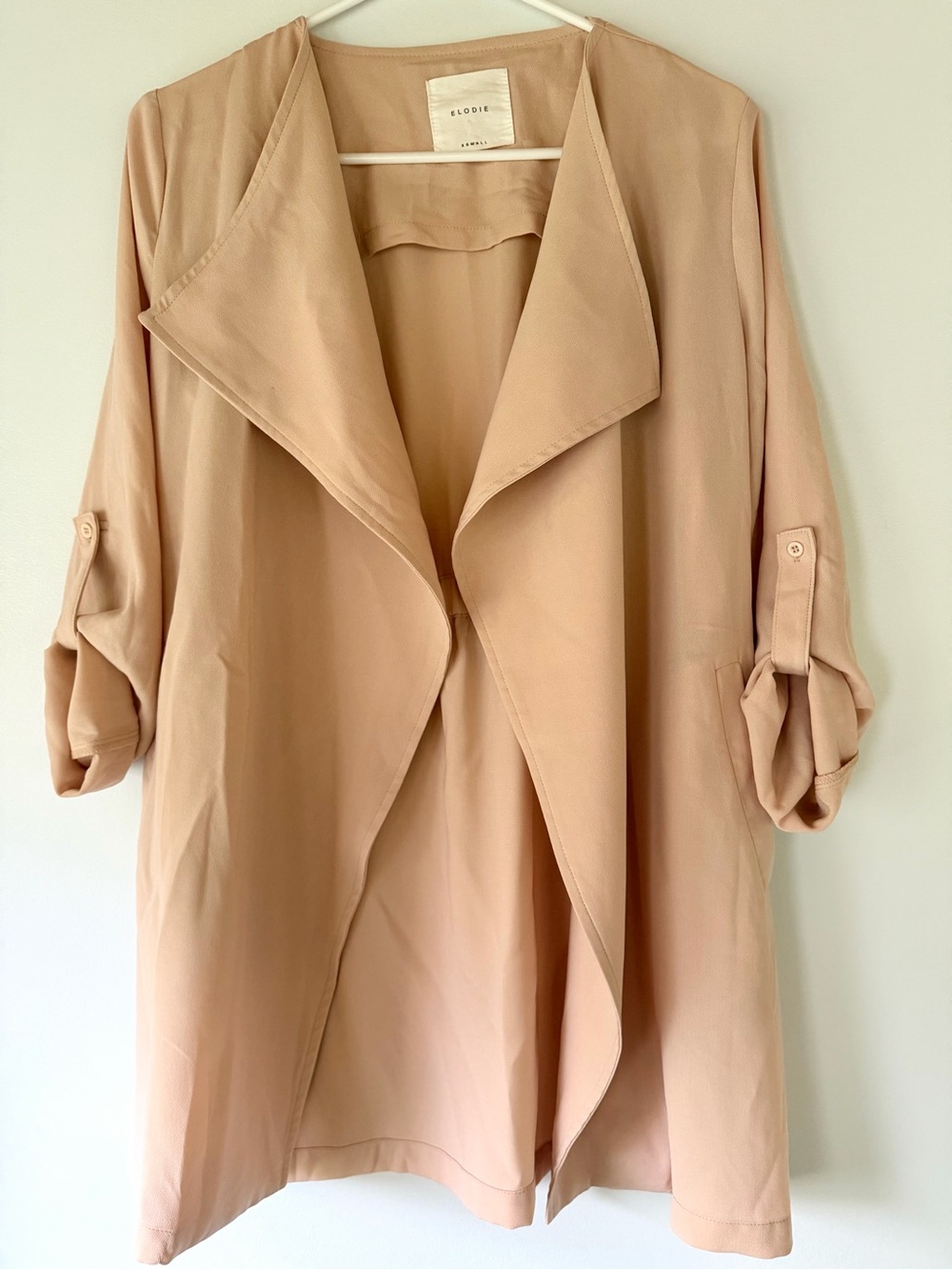 Elodie Draped Trench Jacket in Peach/Blush Size XS Like New